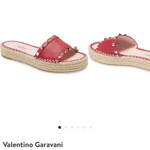 Valentino Garavani Rockstud Espadrille Slide Size 38